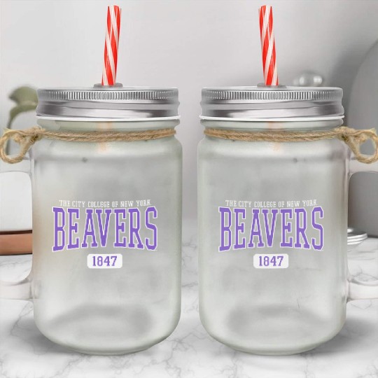 City Of New York Ccny Beavers Est Date Mason Jar Cups