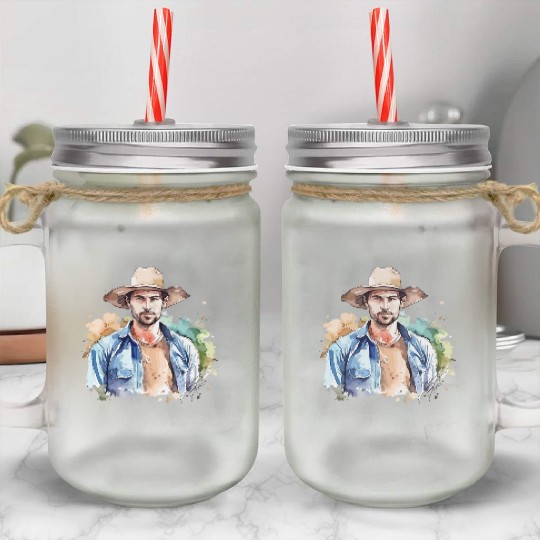 Harvest Hues - Watercolor Style Farmer Artwork Mason Jar Cups