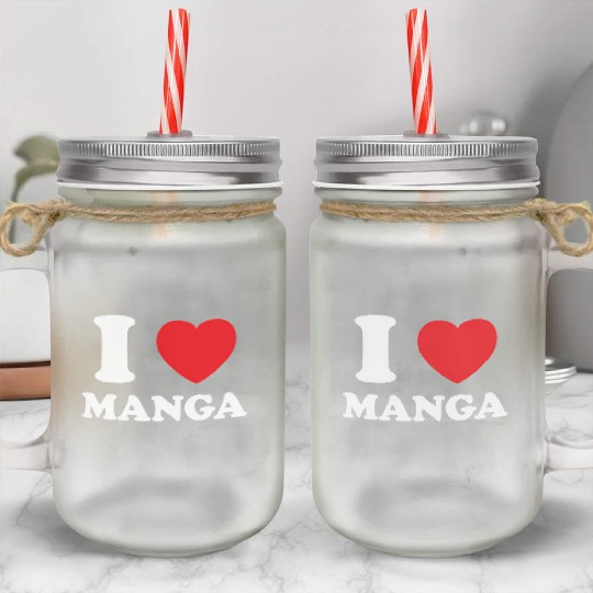 Manga Fan Of Japanese Animation Comics Heart Manga Mason Jar Cups