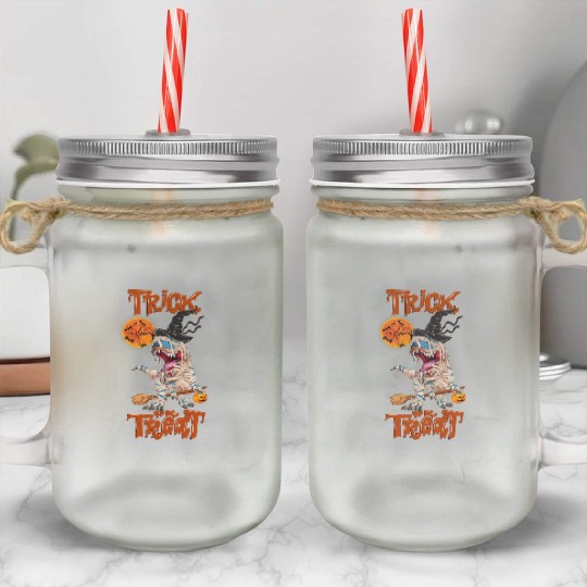 Trick Or Treat Halloween Dinosaur T rex Mummy Mason Jar Cups
