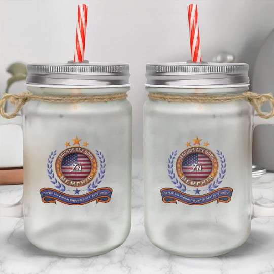 Legends of Memphis Tennessee Retro USA Flag Mason Jar Cups