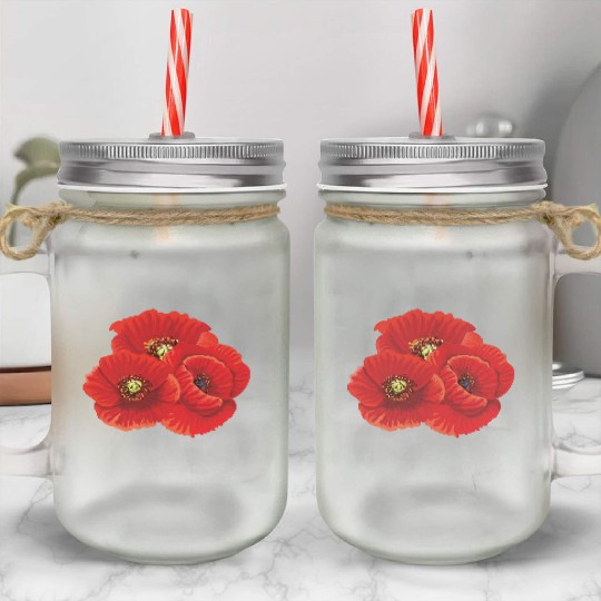 Poppy Flower Flowers Flora Nature Mason Jar Cups