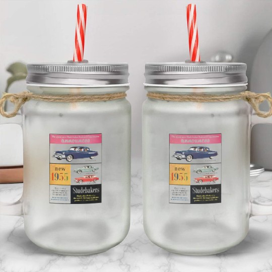 STUDEBAKER PACKARD 1950s AD PRESIDENT COMMANDER Mason Jar Cups
