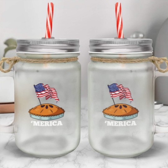 American Flag USA Apple Pie Merica 4th of July Mason Jar Cups