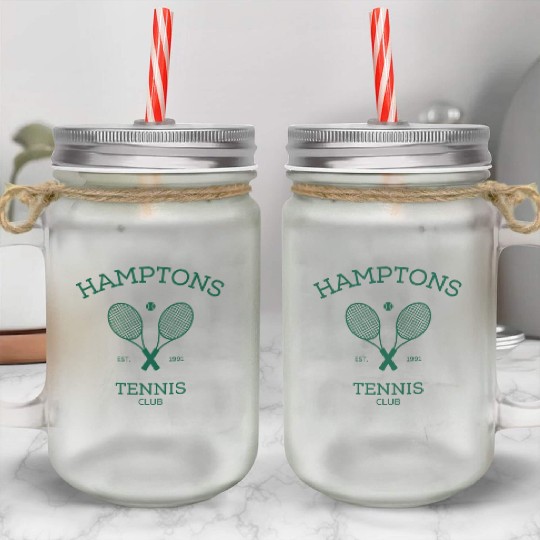 Hamptons New York Preppy Tennis Mason Jar Cups