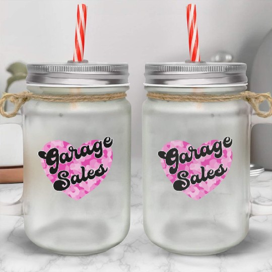 Garage Sales pink camo heart Mason Jar Cups