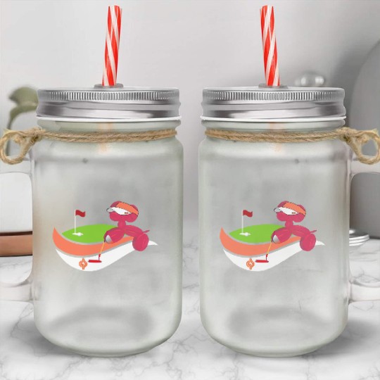 Summer Golf Balloon Dog Mason Jar Cups