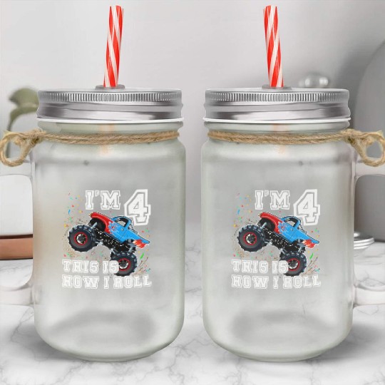 Monster Trucks 4Th Party 4 Mason Jar Cups