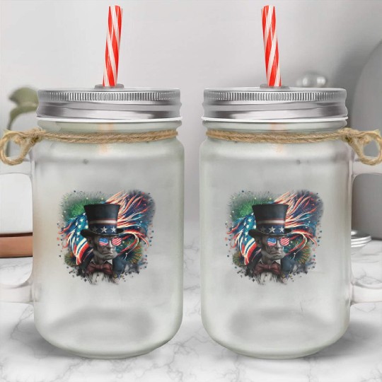 Merica Lincoln Independence Day Party 4th July Mason Jar Cups