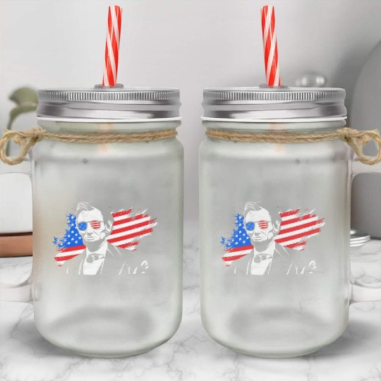 Merica Lincoln President Independence Day Party Mason Jar Cups