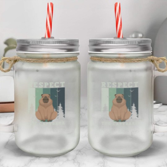 Retro Respect The Capybara Capybara Lover Meme Mason Jar Cups