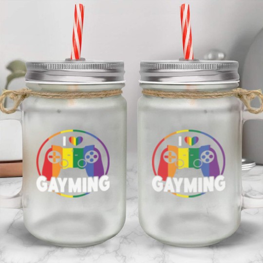 I Love Gayming Gay Pride Lesbian Rainbow Flag Mason Jar Cups