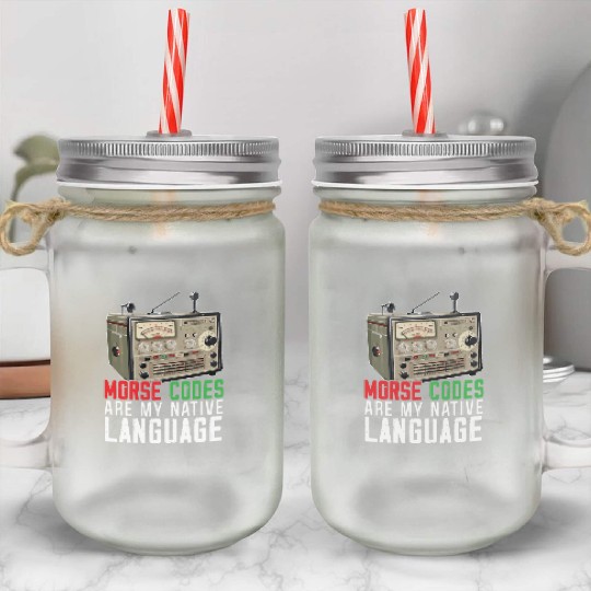Ham Radio Operator Morse Code Radioactivity Mason Jar Cups