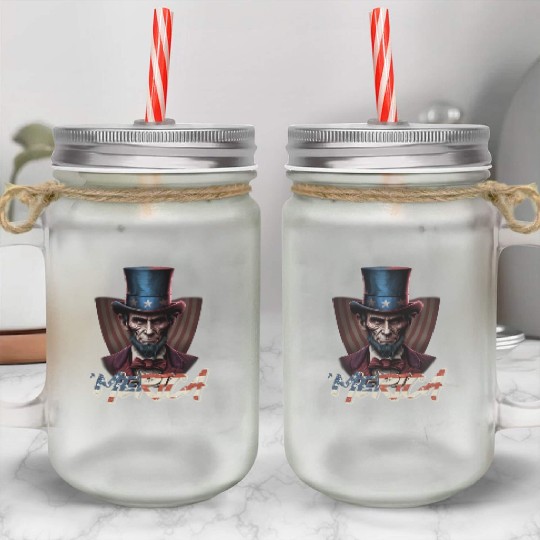 Merica Lincoln Independence Day Party 4th July Mason Jar Cups