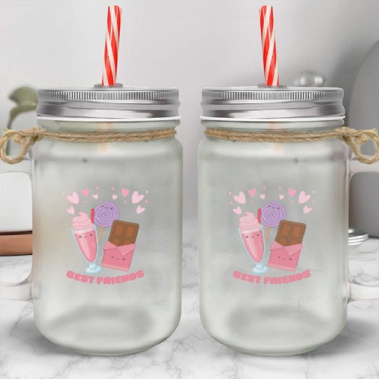Cute Best Friends Lollipop Ice cream And Chocolate Mason Jar Cups