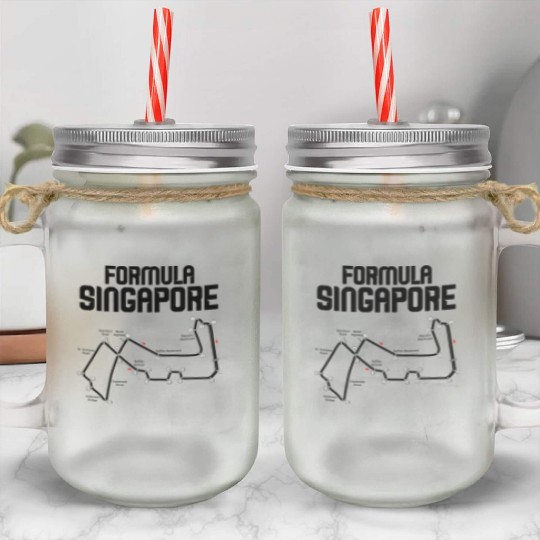 Formula Singapore Racing Circuit Car Map Grand Mason Jar Cups