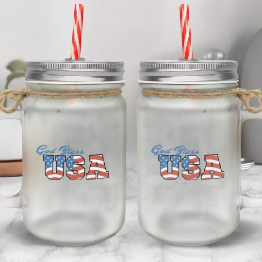 God Bless America Mason Jar Cups