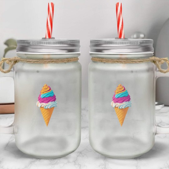 Colorful ice cream icon Mason Jar Cups