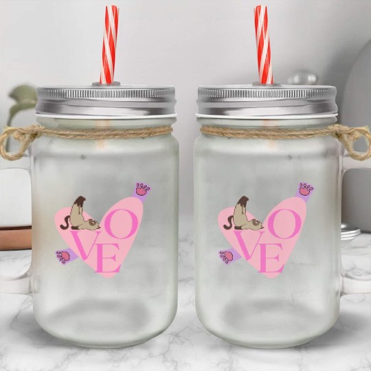 Love Cat nostalgia Mason Jar Cups