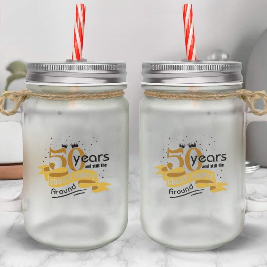 50th Wedding Anniversary Husband Wife Marriage Mason Jar Cups