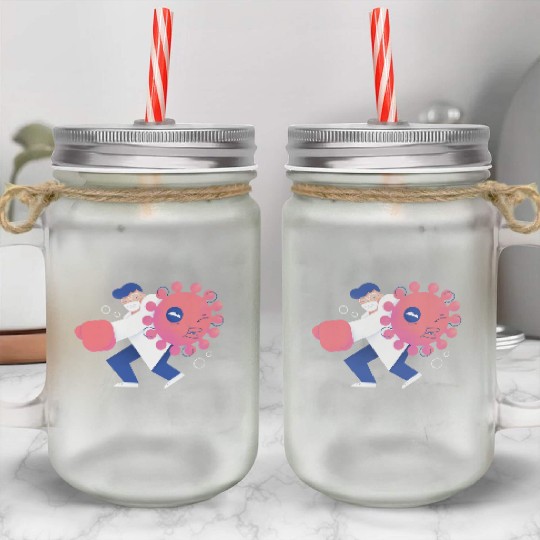 Health Care Professional Beating Coronavirus Mason Jar Cups