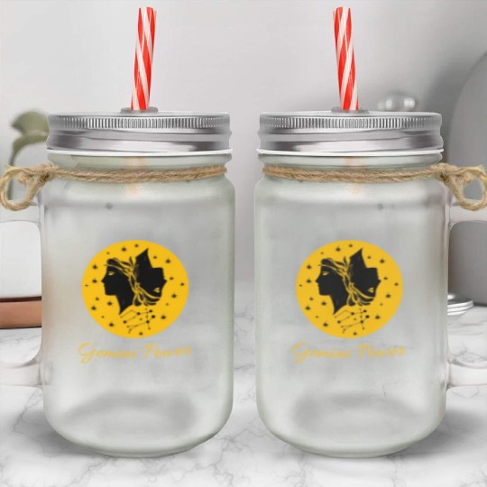 Gemini Power Zodiac Sign Mason Jar Cups