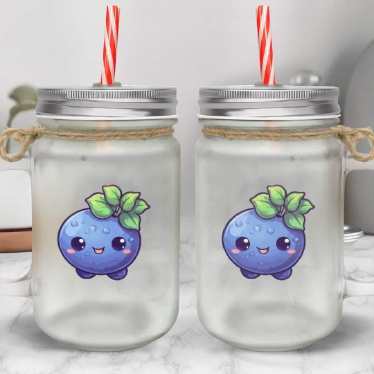 Blueberry kawaii Mason Jar Cups