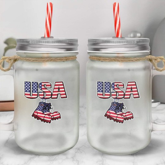 God bless America the land of the free Mason Jar Cups