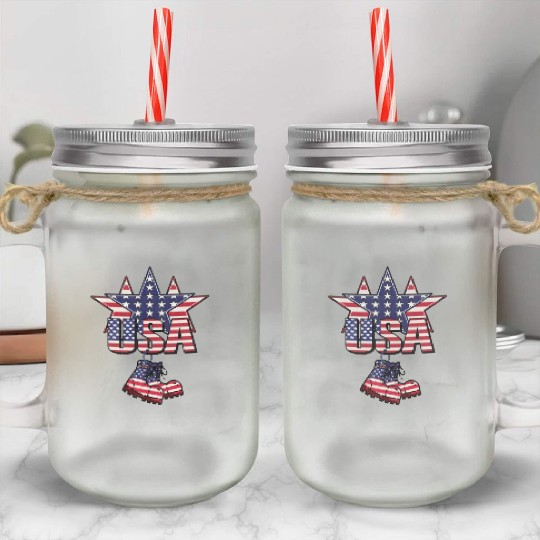 God bless America the land of the free Mason Jar Cups
