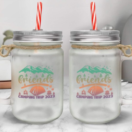 Friends Camping Trip Camping Lover Camper stars Mason Jar Cups