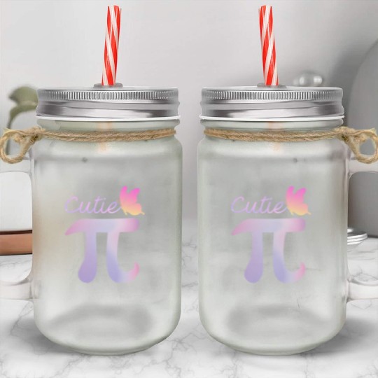Pi Day Funny Cute Cutie Pi Pretty Math Butterfly Mason Jar Cups