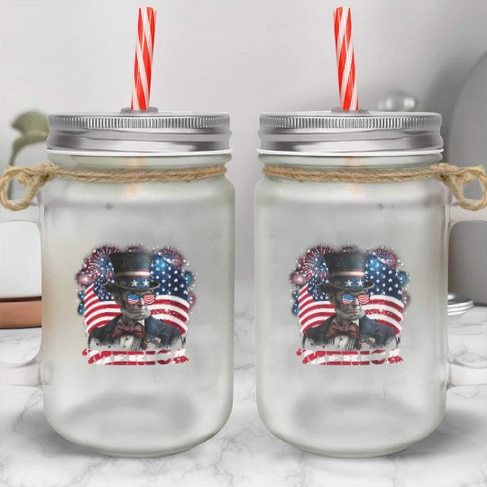 Merica Lincoln Independence Day Party 4th July Mason Jar Cups