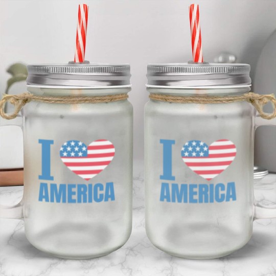 I Love America Mason Jar Cups
