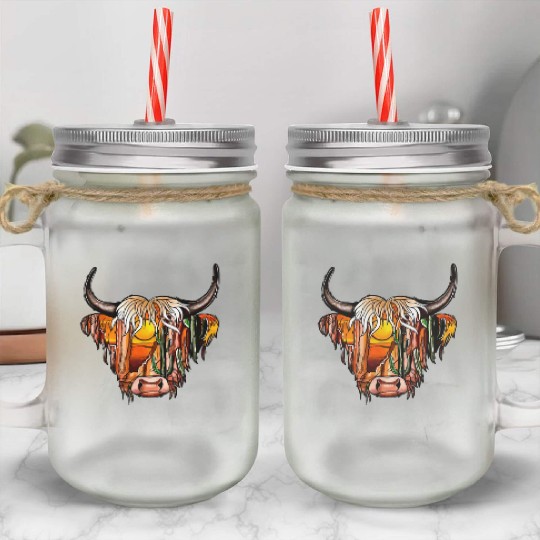 Desert Dreamer Highland Cow Mason Jar Cups