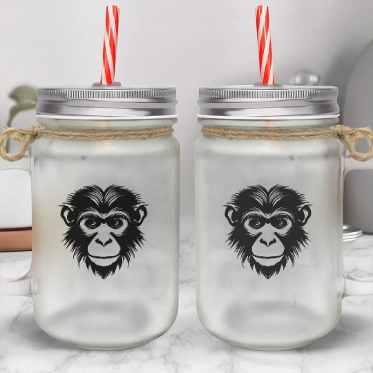 Ape Face Apes Apelike Jungle Primate Mason Jar Cups