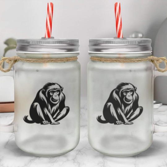 Ape Face Apes Apelike Jungle Primate Mason Jar Cups