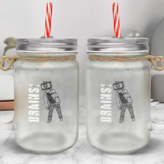 Brains Tv Zombie Media Brainwashing Television Min Mason Jar Cups