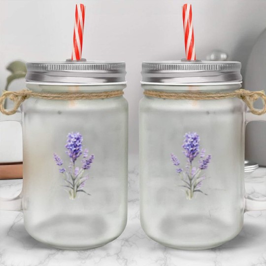 Lavender Flower Mason Jar Cups