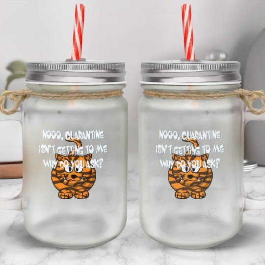 Crazy Cat Social Distancing Face Mask Funny Mason Jar Cups