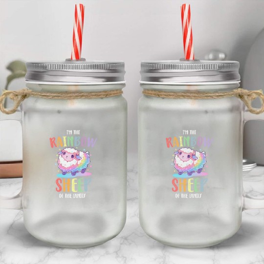 Rainbow Sheep LGBTQ Transgender Pride Community Mason Jar Cups