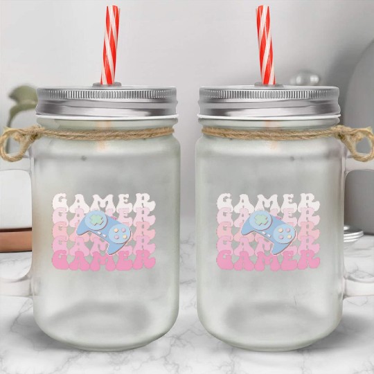 Gamer, Happy Game Day Mason Jar Cups