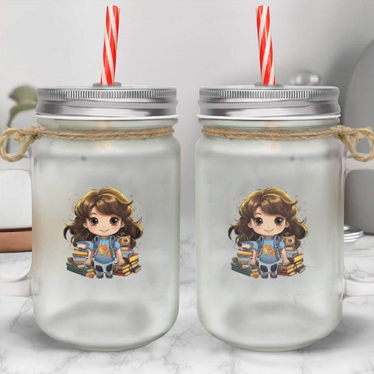 Back to School Pre-K Kindergarten Student Chibi Mason Jar Cups