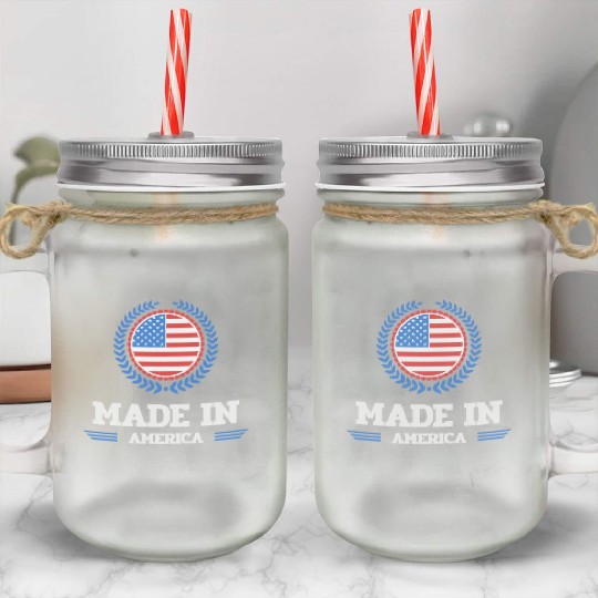 made in america red girl love Mason Jar Cups
