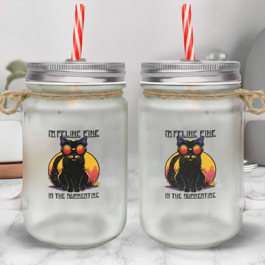 FELINE Fine | Cat Lover Summer Animal Beach Party Mason Jar Cups
