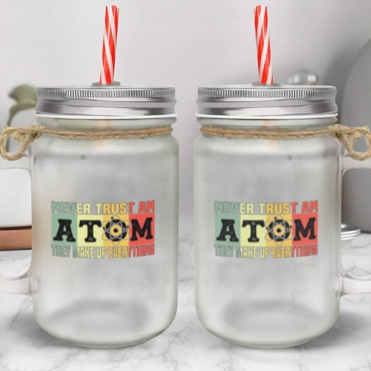 Atom Physics Chemistry Natural Science Vintage Mason Jar Cups