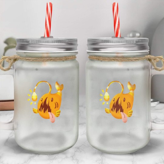 The Orange Candy Corn Angler Fish Mason Jar Cups
