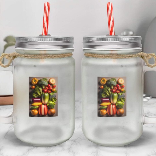 Fresh vegetable logo design in Mason Jar Cups cloths