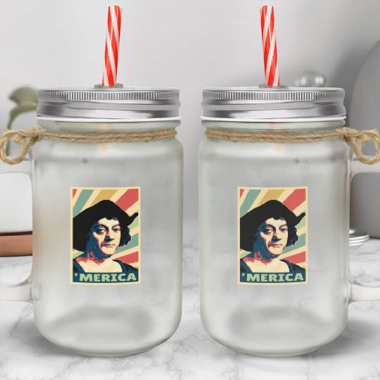 Christopher Columbus Merica Vintage Colors Mason Jar Cups