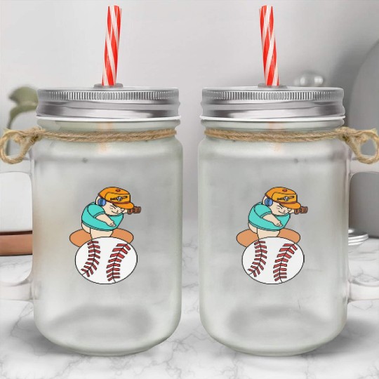 Cute Chibi Baseball Pitcher Mason Jar Cups