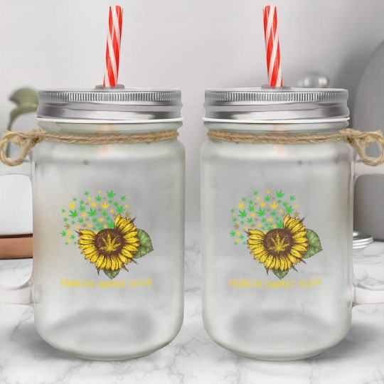 World s Dopest Mom Weed Sunflower Mason Jar Cups